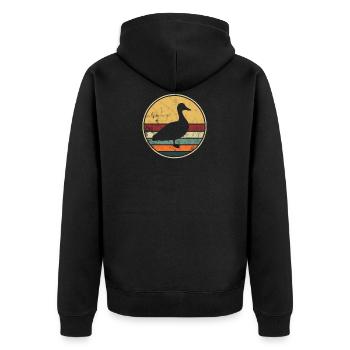 Duck Vintage Retro Distressed Look Ducks Poultry - Unisex Premium Organic Zip Hoodie - black - Back - Nico (187cm)