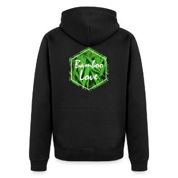 Bamboo Love Bambus Liebe - Unisex Premium Bio Zip Hoodie - Schwarz - Hinten - Nico (187cm)