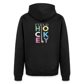 Jolies filles Hockey sur gazon Design LOAD Field - Veste à capuche bio Premium Unisexe - noir - Dos - Nico (187cm)