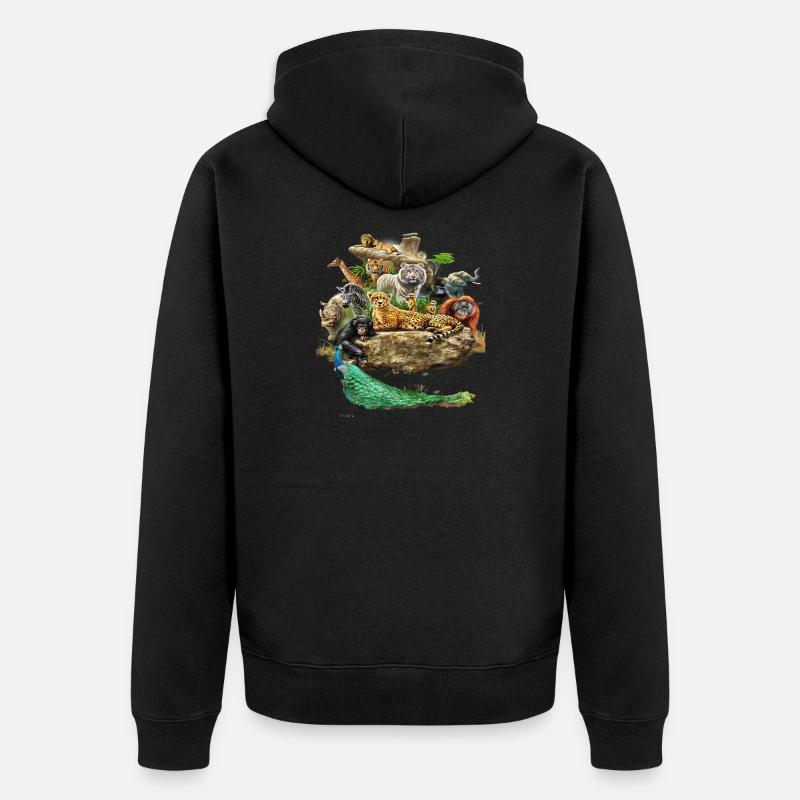 Die wunderschöne Tierwelt - Unisex Premium Bio Zip Hoodie - Schwarz