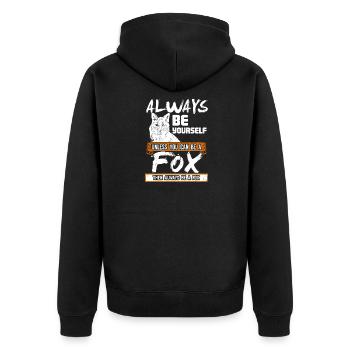 Fox - Unisex Premium Bio Zip Hoodie - Schwarz - Hinten - Nico (187cm)