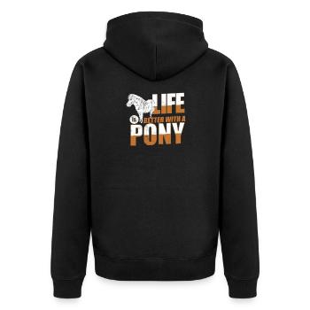 poney - Veste à capuche bio Premium Unisexe - noir - Dos - Nico (187cm)