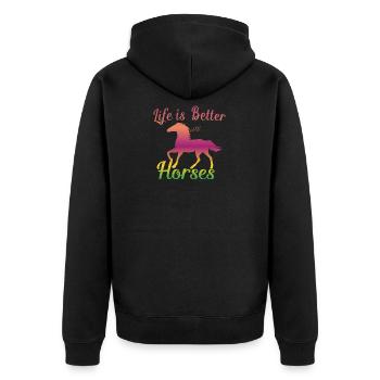 Cheval cheval cheval cadeau - Veste à capuche bio Premium Unisexe - noir - Dos - Nico (187cm)
