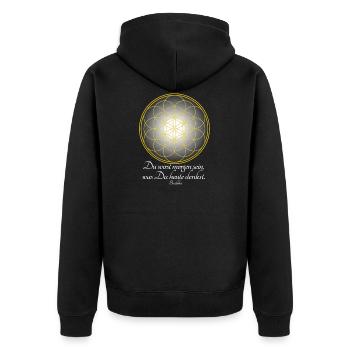 Blume des Lebens spirituell medititation chakra - Unisex Premium Bio Zip Hoodie - Schwarz - Hinten - Nico (187cm)