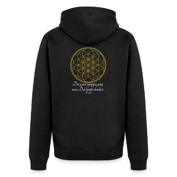 Blume des Lebens spirituell medititation chakra - Unisex Premium Bio Zip Hoodie - Schwarz - Hinten - Nico (187cm)