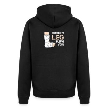 Fuß bein Überlebender gebrochen Lustig knochen - Unisex Premium Bio Zip Hoodie - Schwarz - Hinten - Nico (187cm)