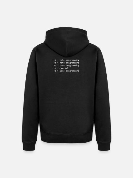 Programmeur déteste cadeau geek geek geek drôle - Veste à capuche bio Premium Unisexe - noir