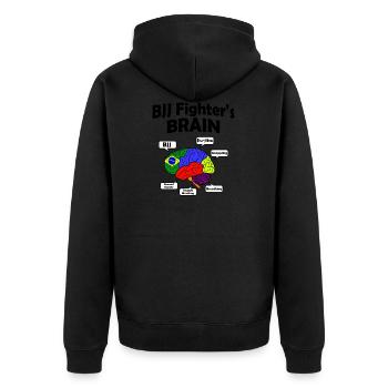 bjj brazilian jiu jitsu ringen boden geschenk hirn - Unisex Premium Bio Zip Hoodie - Schwarz - Hinten - Nico (187cm)