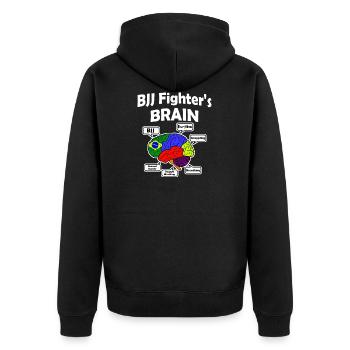 bjj brazilian jiu jitsu ringen boden geschenk hirn - Unisex Premium Bio Zip Hoodie - Schwarz - Hinten - Nico (187cm)