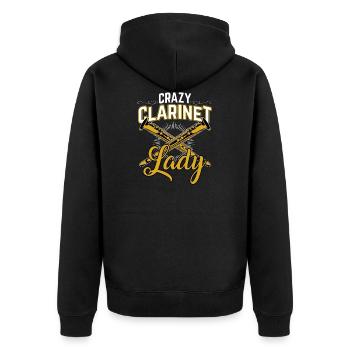 Klarinette - Unisex Premium Bio Zip Hoodie - Schwarz - Hinten - Nico (187cm)