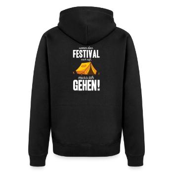Festival Shirt · Zelt · Camping Geschenk - Unisex Premium Bio Zip Hoodie - Schwarz - Hinten - Nico (187cm)
