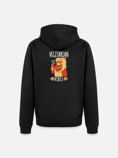 Cute Cartoon Vibrist végétarien ours ou dessins animés - Veste à capuche bio Premium Unisexe - noir