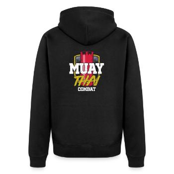 Muay Thai - Unisex Premium Bio Zip Hoodie - Schwarz - Hinten - Nico (187cm)