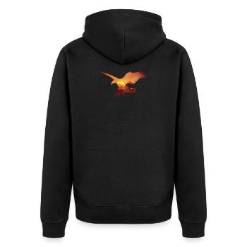 Eagle - Unisex Premium Organic Zip Hoodie - black - Back - Nico (187cm)