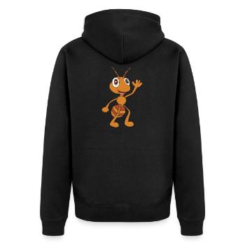 Lustige Comic Ameise Beim Winken - Unisex Premium Bio Zip Hoodie - Schwarz - Hinten - Nico (187cm)