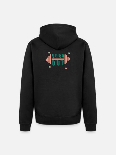 workout - Unisex Premium Organic Zip Hoodie - black