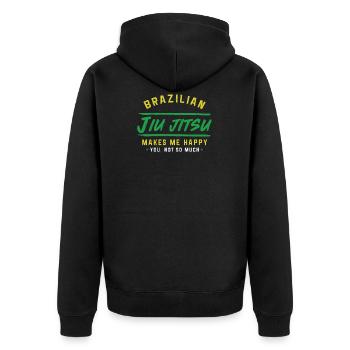 brasilianisches Jiu Jitsu Geschenk - Unisex Premium Bio Zip Hoodie - Schwarz - Hinten - Nico (187cm)