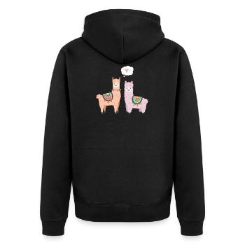 Alpaka Lama Lustig Paare Geschenk Valentinstag - Unisex Premium Bio Zip Hoodie - Schwarz - Hinten - Nico (187cm)