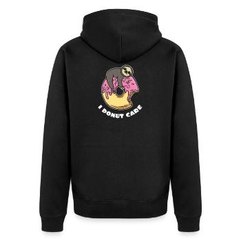 Faultier Donut I Donut Care Comic Lustig Geschenk - Unisex Premium Bio Zip Hoodie - Schwarz - Hinten - Nico (187cm)