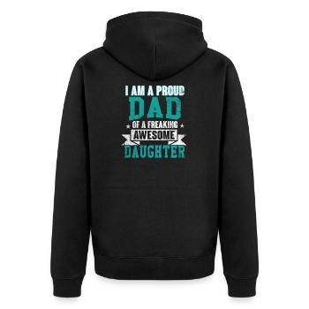 Vater und Tochter - Unisex Premium Bio Zip Hoodie - Schwarz - Hinten - Nico (187cm)