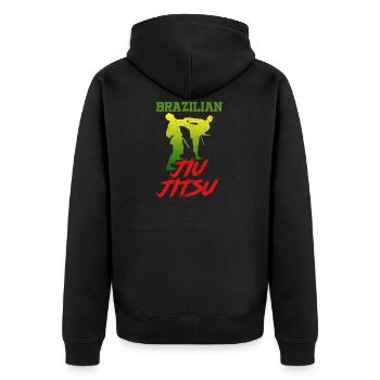 brasilianisches Jiu Jitsu Geschenk - Unisex Premium Bio Zip Hoodie - Schwarz - Hinten - Nico (187cm)