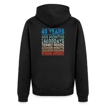 40 Jahre Geschenk Geburtstag 40er 1979 Vierzig - Unisex Premium Bio Zip Hoodie - Schwarz - Hinten - Nico (187cm)