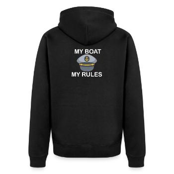 Captain - Skipper - Kapitän - Matrose-Geschenkidee - Unisex Premium Bio Zip Hoodie - Schwarz - Hinten - Nico (187cm)