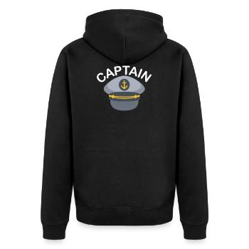Captain - Skipper - Kapitän - Matrose-Geschenkidee - Unisex Premium Bio Zip Hoodie - Schwarz - Hinten - Nico (187cm)