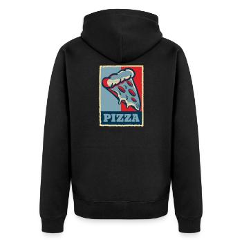 Pizza Salami Margherita Retro Vintage Geschenk - Unisex Premium Bio Zip Hoodie - Schwarz - Hinten - Nico (187cm)