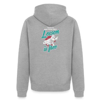 Heure du combat de judo - Veste à capuche bio Premium Unisexe - gris chiné - Dos - Nico (187cm)