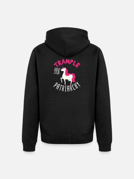 Trample The Patriarchy Unicorn Power - Unisex Premium Bio Zip Hoodie - Schwarz