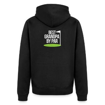 Golf Opa - Unisex Premium Bio Zip Hoodie - Schwarz - Hinten - Nico (187cm)