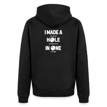 Golfer - Unisex Premium Bio Zip Hoodie - Schwarz - Hinten - Nico (187cm)