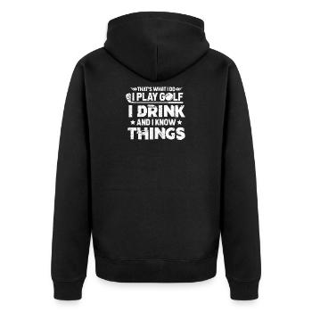 Golf - Unisex Premium Bio Zip Hoodie - Schwarz - Hinten - Nico (187cm)