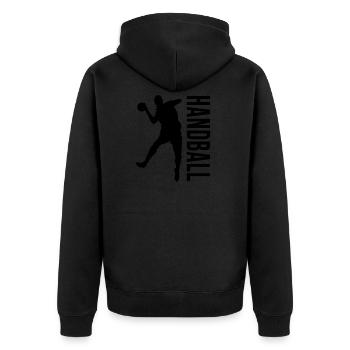 Handball Handballer Handballspieler Geschenk - Unisex Premium Bio Zip Hoodie - Schwarz - Hinten - Nico (187cm)