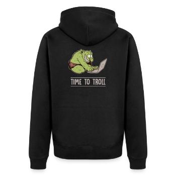 Zeit zum Aergern Troll - Unisex Premium Bio Zip Hoodie - Schwarz - Hinten - Nico (187cm)