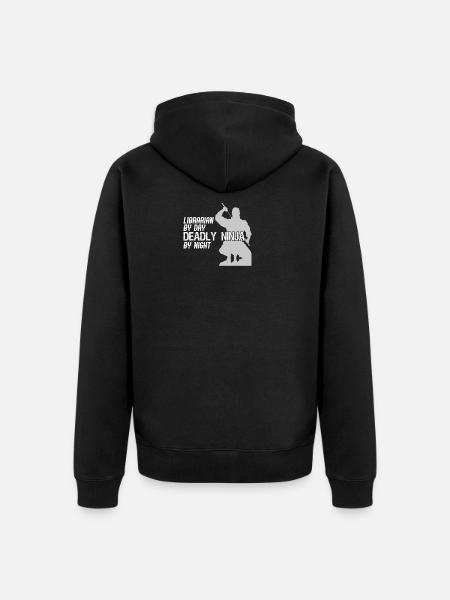 Libararian Deadly Ninja - Unisex Premium Organic Zip Hoodie - black
