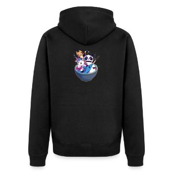 Panda Katze Einhorn Hai - Unisex Premium Bio Zip Hoodie - Schwarz - Hinten - Nico (187cm)