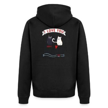 Valentinstag Katze - Unisex Premium Bio Zip Hoodie - Schwarz - Hinten - Nico (187cm)