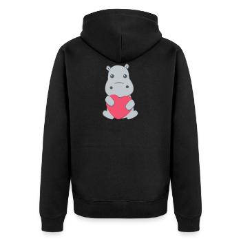 Hippopotame - Hippopotame - Hippopotame - Cœur - Veste à capuche bio Premium Unisexe - noir - Dos - Nico (187cm)