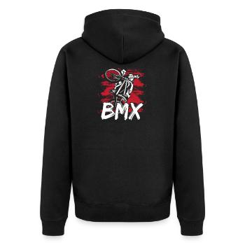 BMX Motocross Race Sport Geschenk - Unisex Premium Bio Zip Hoodie - Schwarz - Hinten - Nico (187cm)