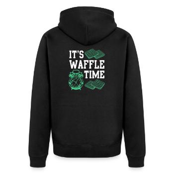 Waffle Time saying gift idea waffle - Unisex Premium Organic Zip Hoodie - black - Back - Nico (187cm)