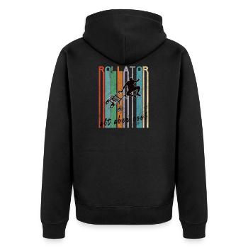 Rollator Vintage Freestyle Old but Cool Gift - Unisex Premium Organic Zip Hoodie - black - Back - Nico (187cm)