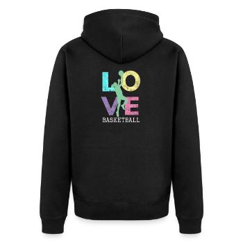 Cute Basketball Lover Girls Gift for Ballers - Unisex Premium Organic Zip Hoodie - black - Back - Nico (187cm)