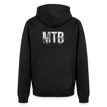 Mountainbike-Wanderung - Unisex Premium Bio Zip Hoodie - Schwarz - Hinten - Nico (187cm)