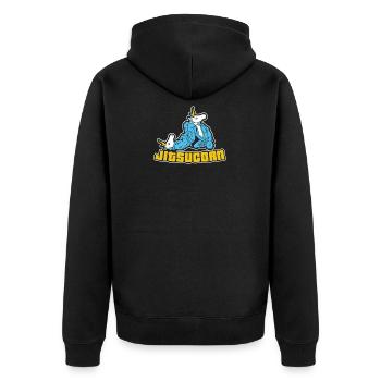 JIU-JITSU GESCHENK: Jitsucorn - Unisex Premium Bio Zip Hoodie - Schwarz - Hinten - Nico (187cm)