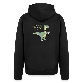 Tyrannosaurus Tax ein T.Rex macht seine Steuer - Unisex Premium Bio Zip Hoodie - Schwarz - Hinten - Nico (187cm)