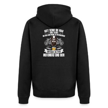 Dieu a créé la bière et la moto - Veste à capuche bio Premium Unisexe - noir - Dos - Nico (187cm)