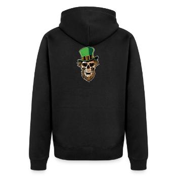 St Patricks Day crâne avec chapeau de lutin - Veste à capuche bio Premium Unisexe - noir - Dos - Nico (187cm)