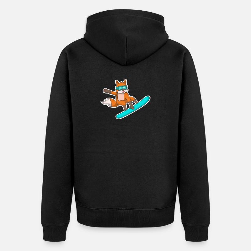 Fuchs Snowboard Geschenk Snowboarder - Unisex Premium Bio Zip Hoodie - Schwarz